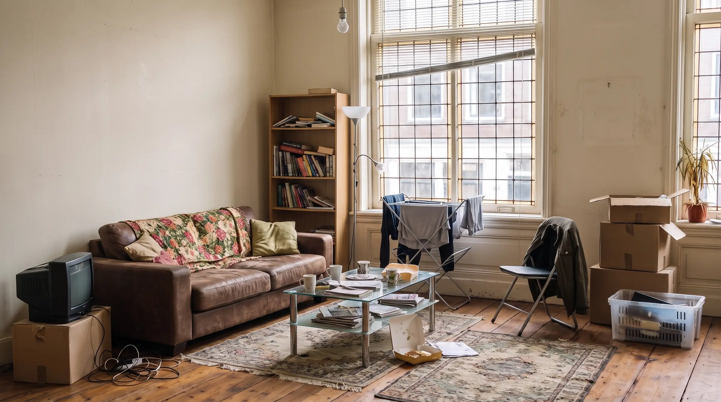 The room before: cluttered, mismatched and tired